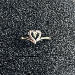 10K White Gold Heart Diamond Ring | Size 7.25 | Fine Jewelry